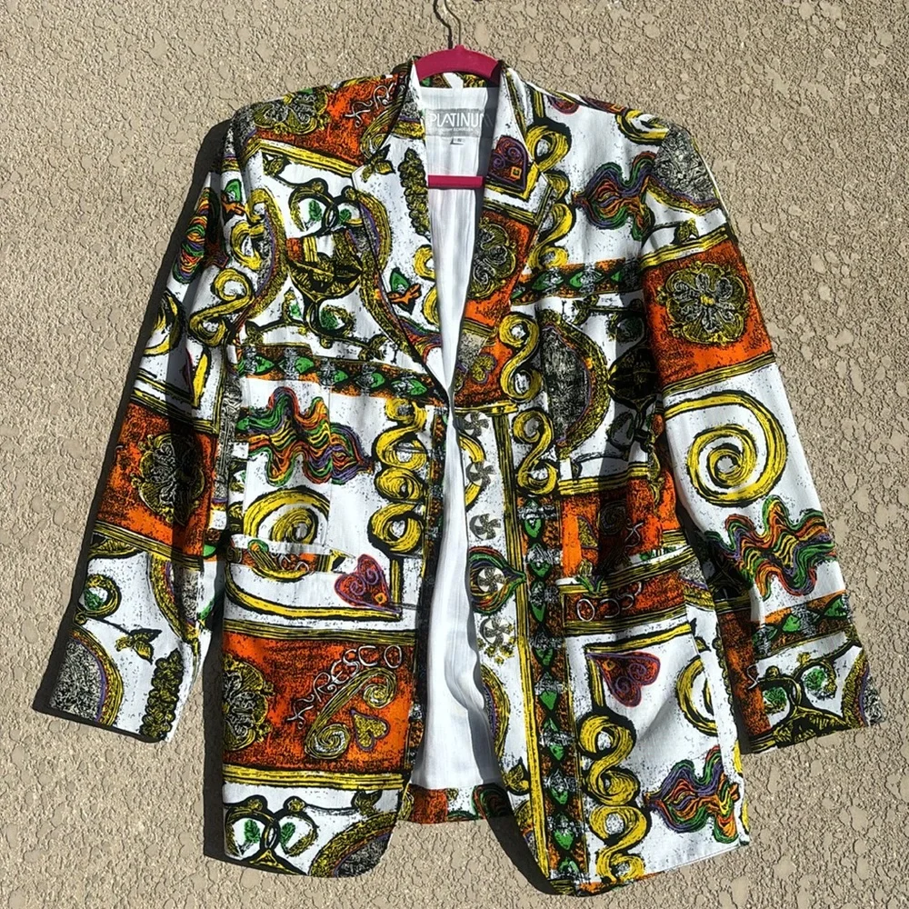 Vintage Platinum by Dorothy Schoelen Colorful Blazer Oversized Artsy Size Small - Picture 1 of 13